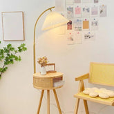 Traditional Wooden Floor Lamp with Table